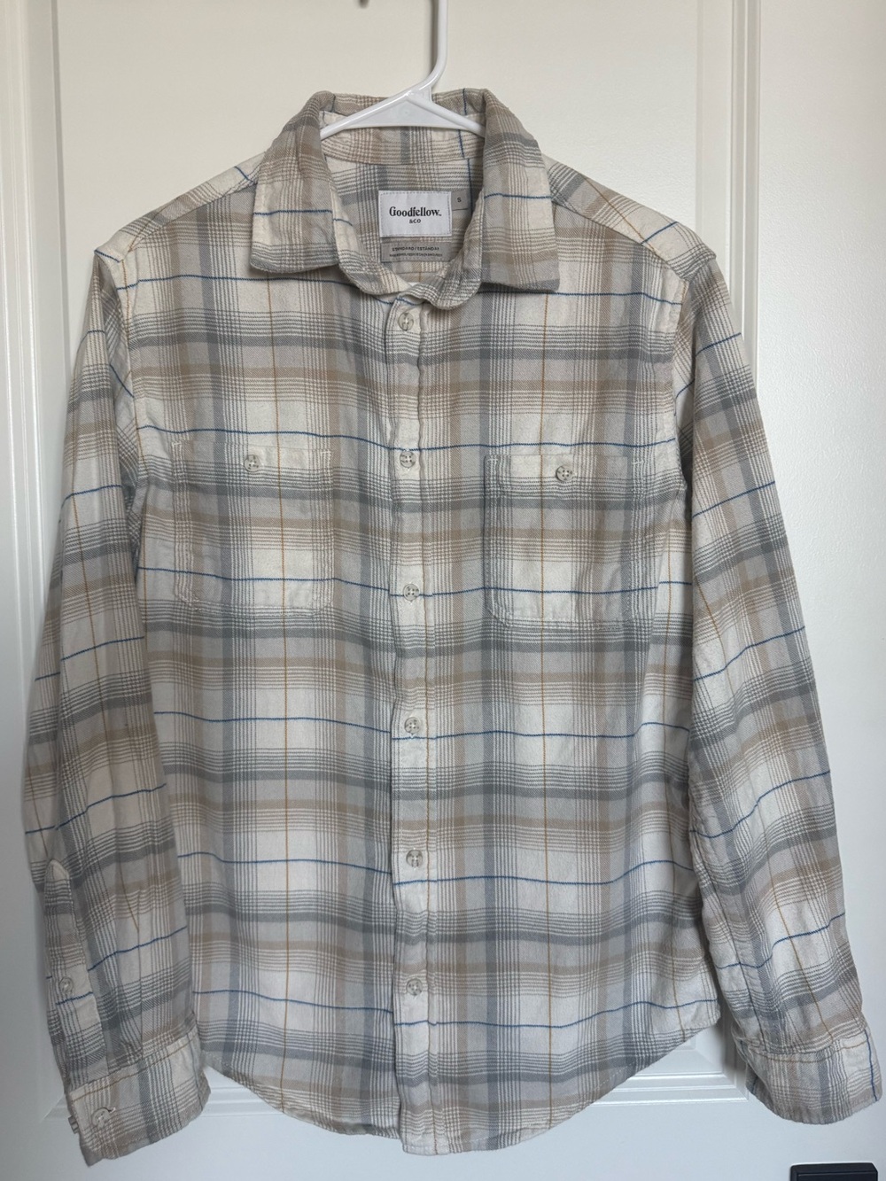 Goodfellow & Co Men's Flannel - Cream & Blue